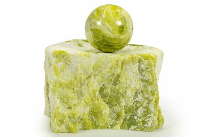 Polished Noble Serpentine Sphere with Base - Washington #327933